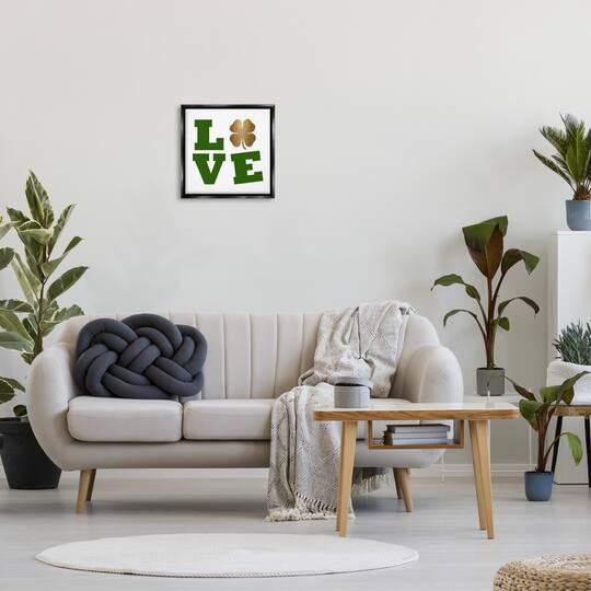 Stupell Industries St Patrick's Day Clover Love Floater Framed Art